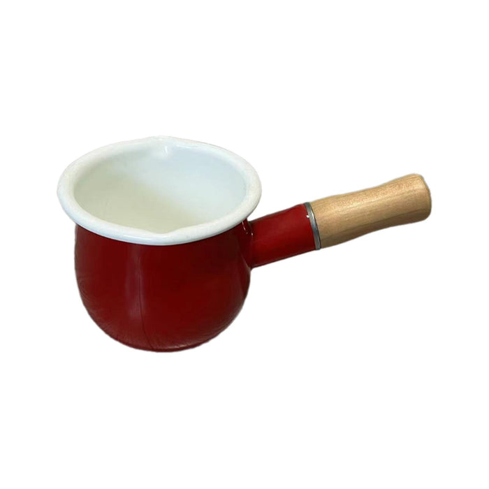 17oz Mini Sauce Pan with Wooden Handle for Heating Milk Melting Butter Coffee Red