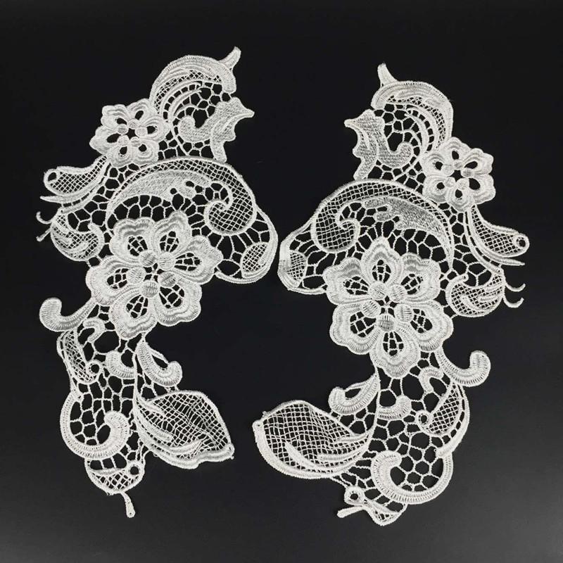 White Flower Lace Trim Venise Applique Sew On Collar Embroidered Craft DIY