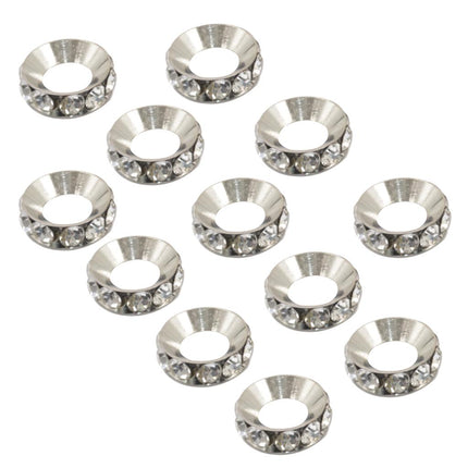 Crofta 12x Silver Tone Rondelle Glitter Rhinestone Spacer Beads with 7mm Big Hole