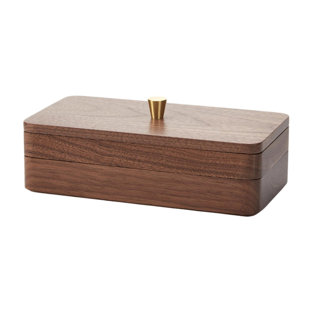 Crofta Wooden Jewelry Box Walnut 2 Layer Trinket Box for Watches Bracelets Earrings