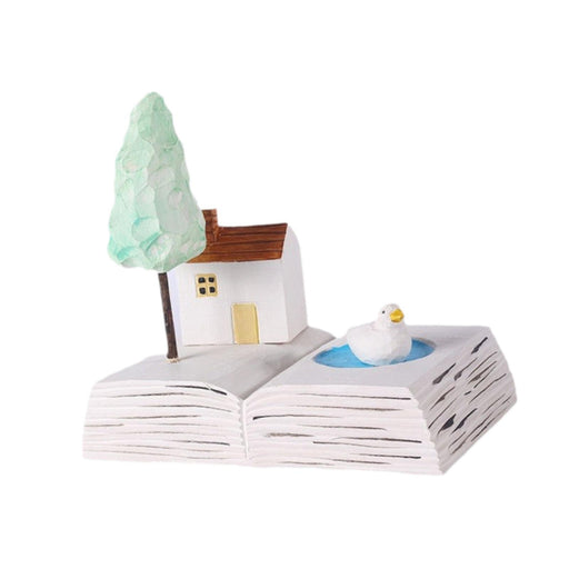 Crofta Wood Miniature House Carving Wooden Cottage for Bookshelf Indoor Living Room