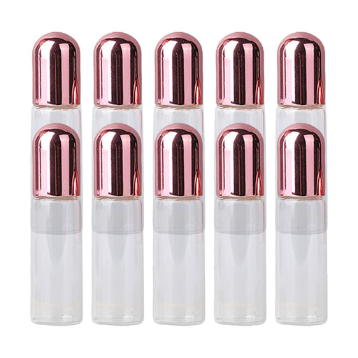 Crofta 10x Essential Oil Roller Bottles Clear Glass Roll On Perfume Bottles Mini 5ml