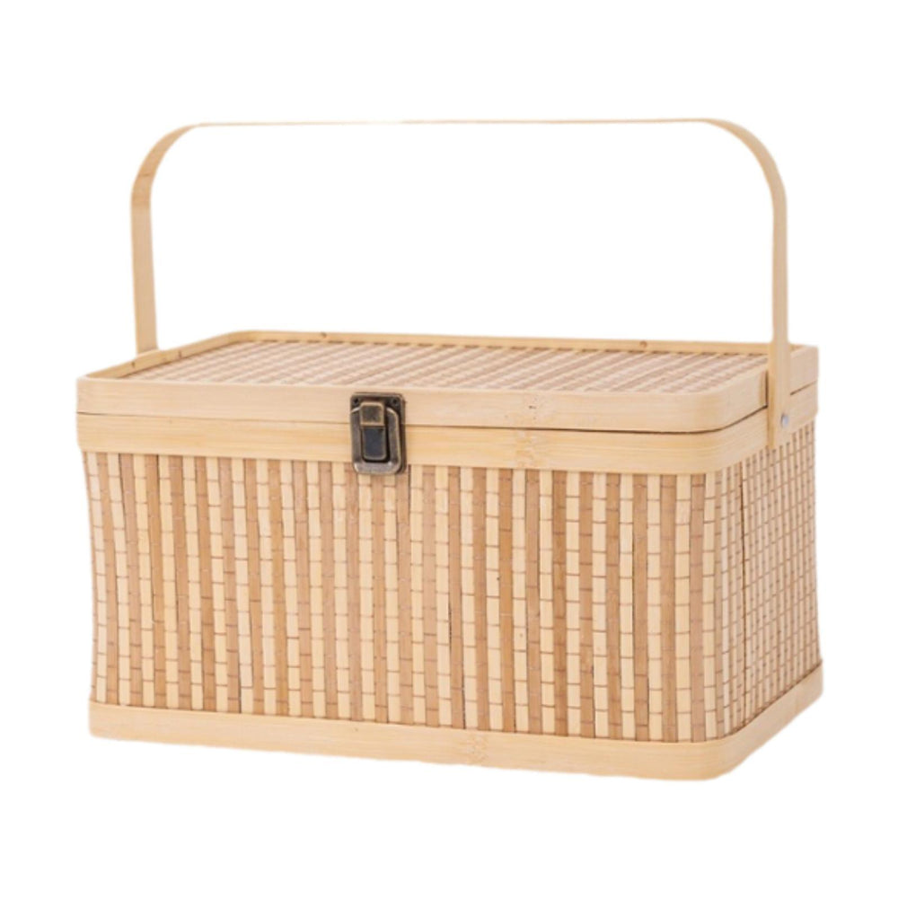 Crofta Gift Basket for Picnic Versatile Bamboo Woven Basket for Pastry Snacks Bread