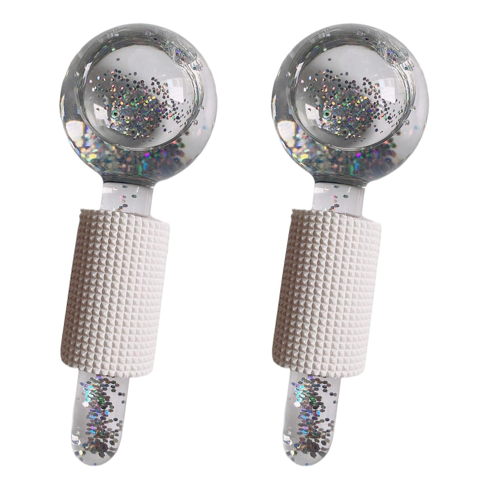 2Pcs Ice Globe Anti-Aging Face and Eye Skin Treatment Cooling Facial Roller Twinkle Clear