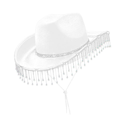 Women Cowboy Hat Casual Adults with Adjustable Chin Strap Sun Protection Hat White