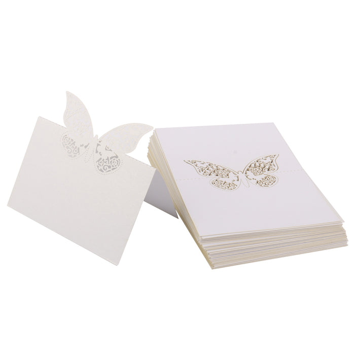 Butterfly Wedding Birthday Table Decoration Place Name Cards 50pcs White