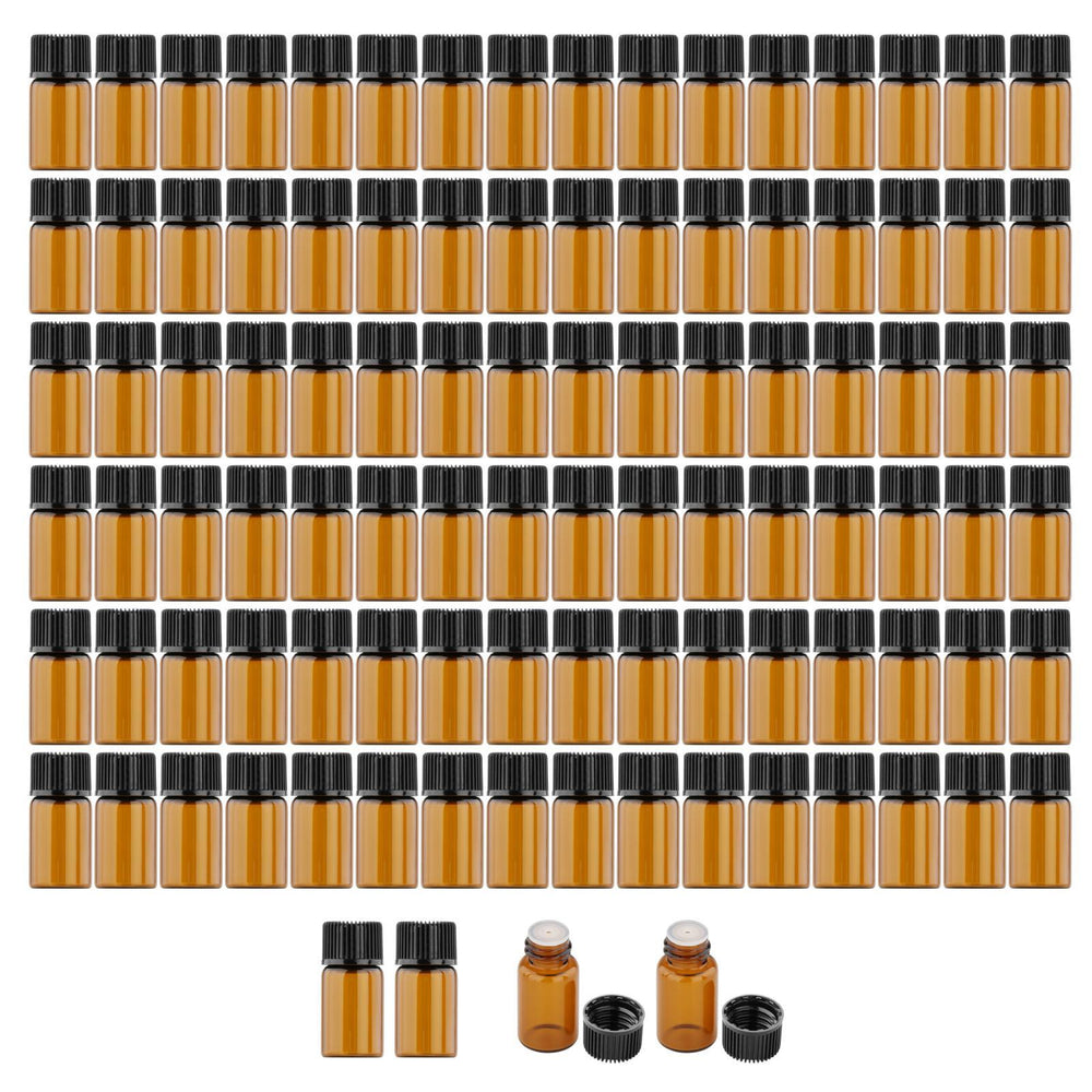 100Pcs Amber Mini Glass Bottle Empty for Essential Oil Aromatherapy Perfume