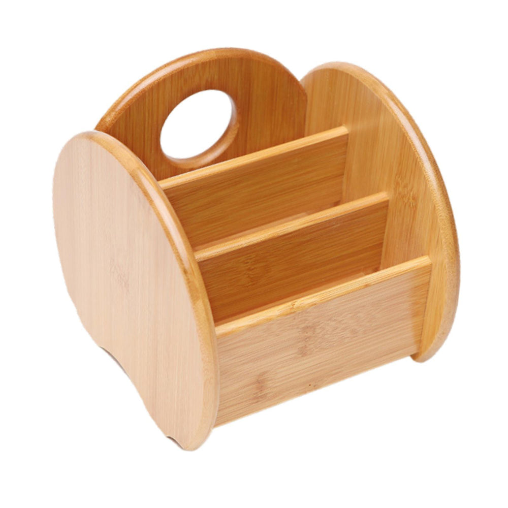 Desktop Compartment Basket Bamboo Portable for Bedside Table Kitchen Cabinet round edge