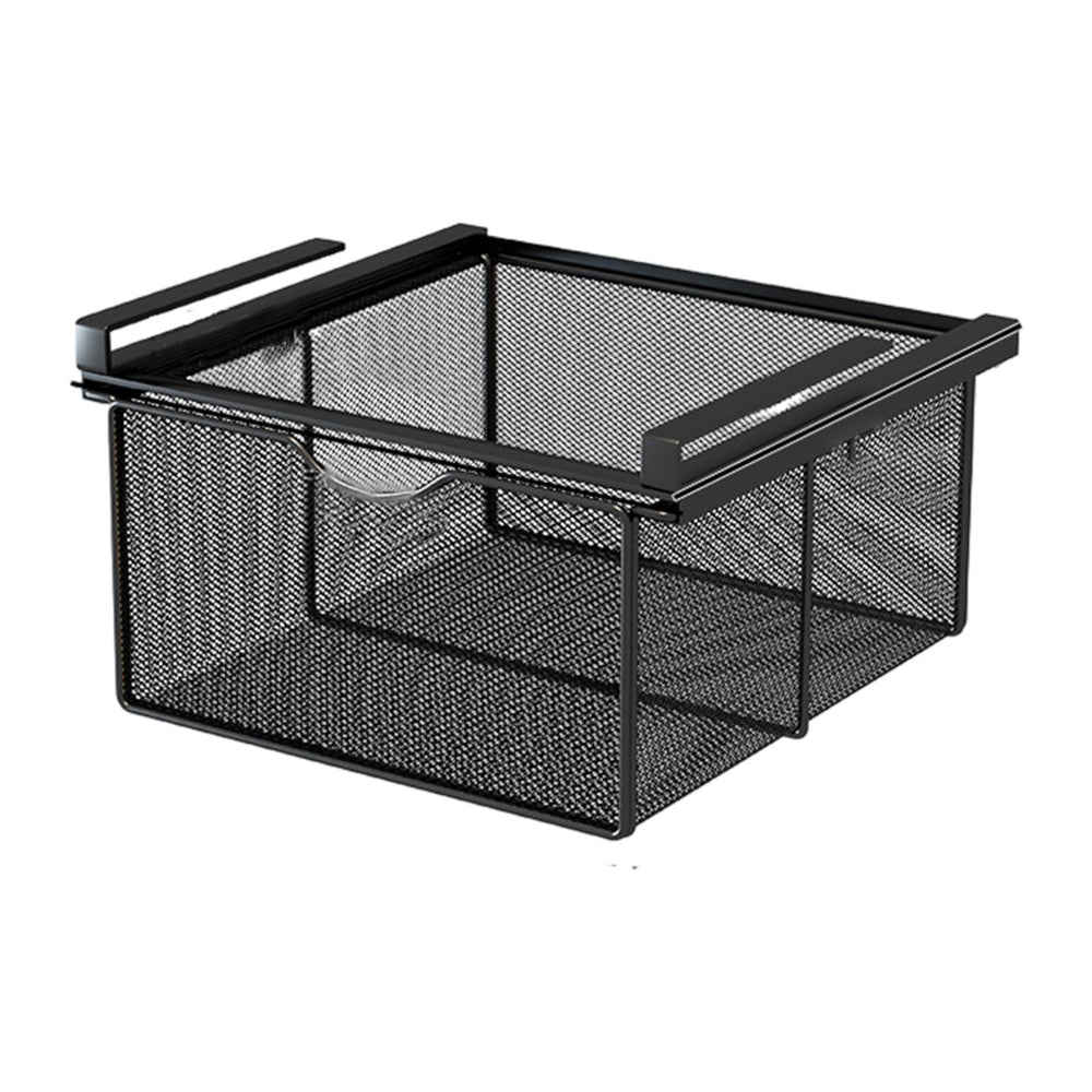 Under Shelf Wire Basket Hanging Pullout Drawer Basket for Office Home Closet Black XL