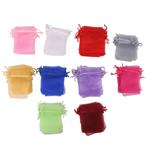 100pcs Assorted Colors Organza Bag Wedding Gift Bag 7x9cm