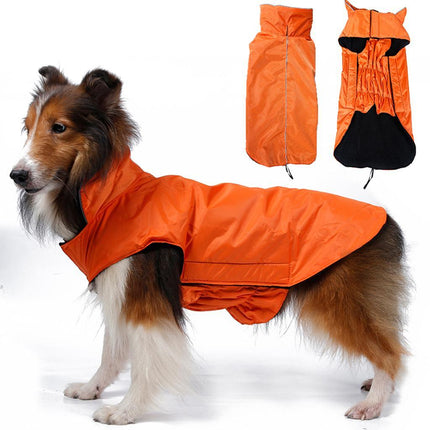 Crofta Waterproof Pet Dog Waistcoat Jacket Fleece Lined Raincoat Clothes XS Orange