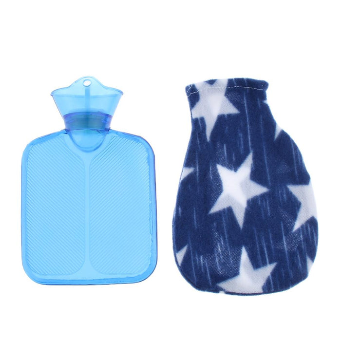 Crofta Mini 250ml Hot Water Bottle Bag with Soft Cloth Cover and Screw Top Blue