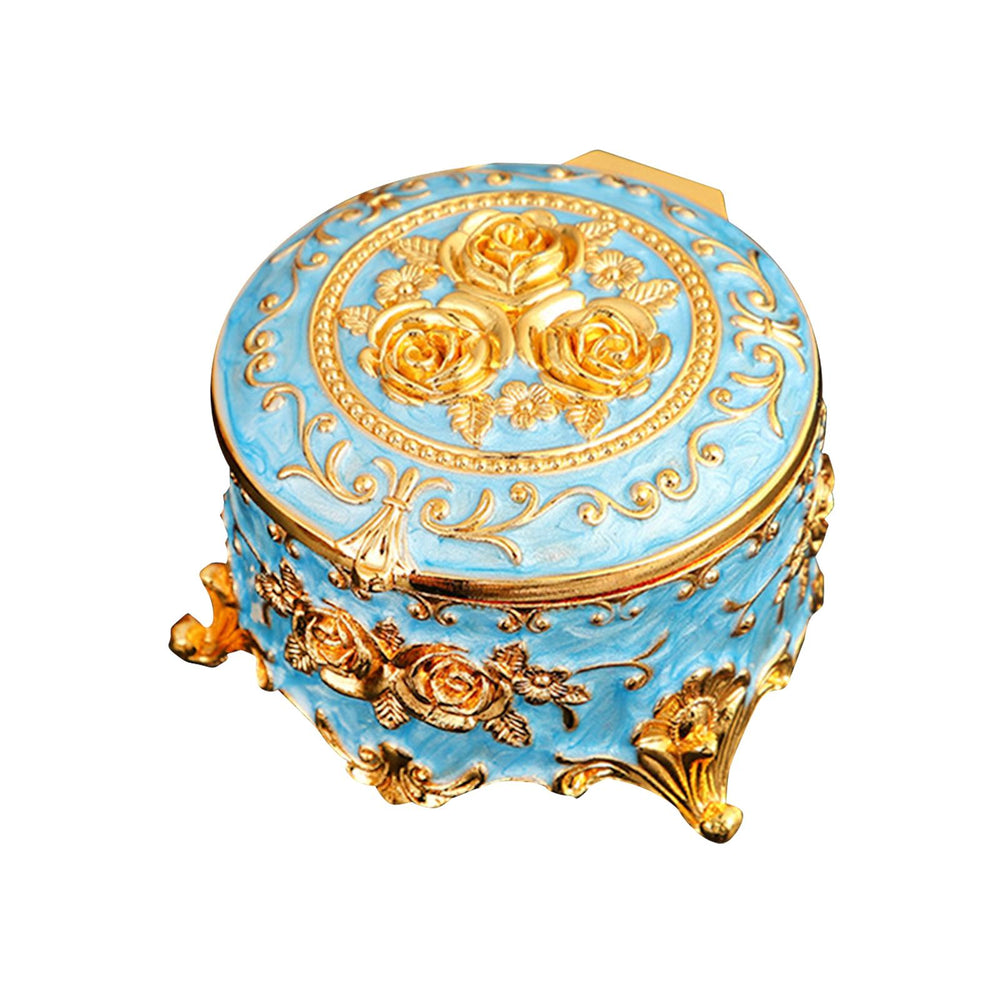 Crofta Small Jewelry Box Portable Tabletop Jewelry Case for Earrings Rings Pendants Blue