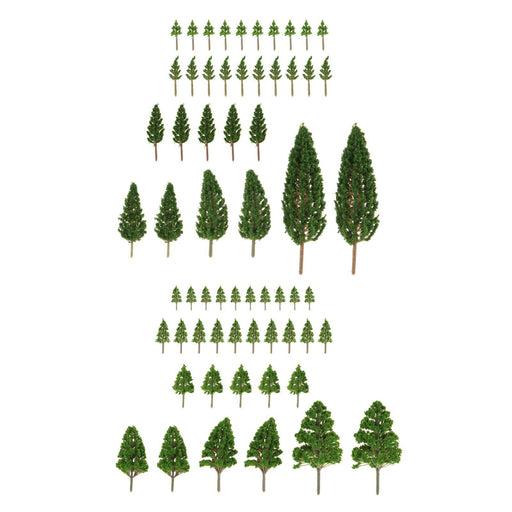 Crofta 62 Pieces Simulation Miniature Tree for Diorama Layout DIY Scenery Landscape Pines and Poplar