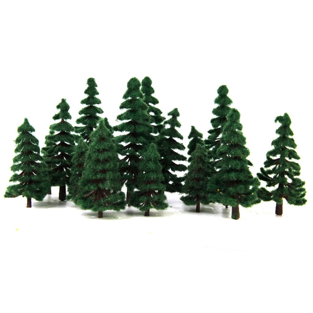 Crofta 16pcs 2.36 Inch - 4.72 Inch Scenery Landscape Model Trees - Dark Green