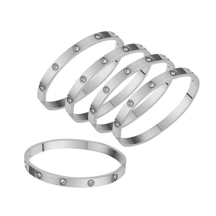 Crofta 5Pcs Bangle Bracelet Wrist Cuff Bracelet for Thanksgiving Engagement Wedding White