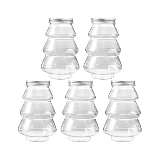 Crofta 5 Pieces Christmas Tree Candy Jar Cookie Jar for Xmas Festival Party Kitchen Silver Lid