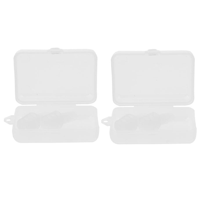 2 Pairs Reusable Silicone Earplugs for Airplane Travel Sleep Silence White