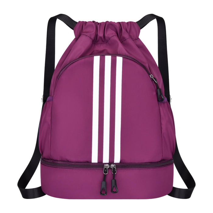 Drawstring Backpack Adjustable Shoulder Straps for Women Men String Swim Bag Violet