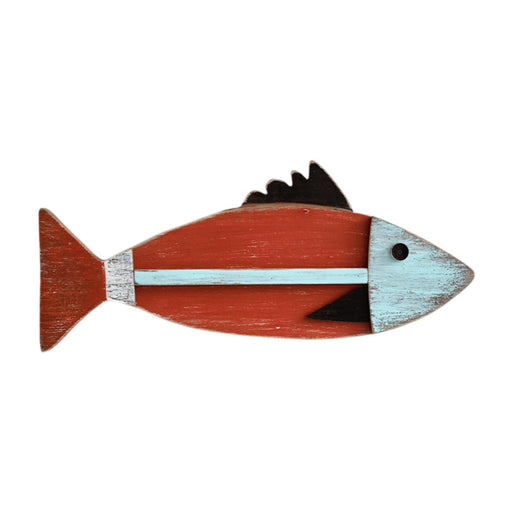 Crofta Wooden Fishing Wall Sculpture Nautical Decoration for Bathroom Garden Office 47.5cmx18.5cm