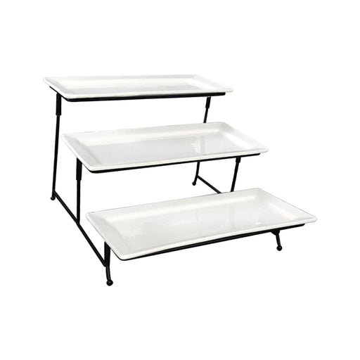 3 Tier Serving Platter Stand Party Tray for Cake Fruit Dessert Food Display Rectangle