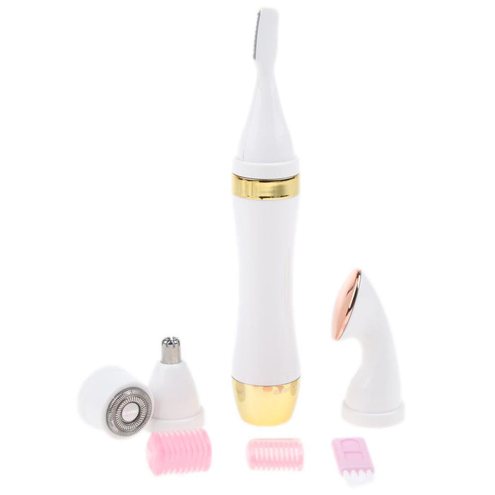 4 In 1 Electric Face Nose Leg Bikini Eyebrow Hair Remover Device Set Gold