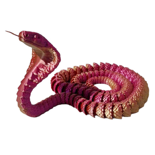 Crofta 3D Printed Snake Toy Unique Funny Gifts DIY Props Flexible Aquarium Ornament rose red