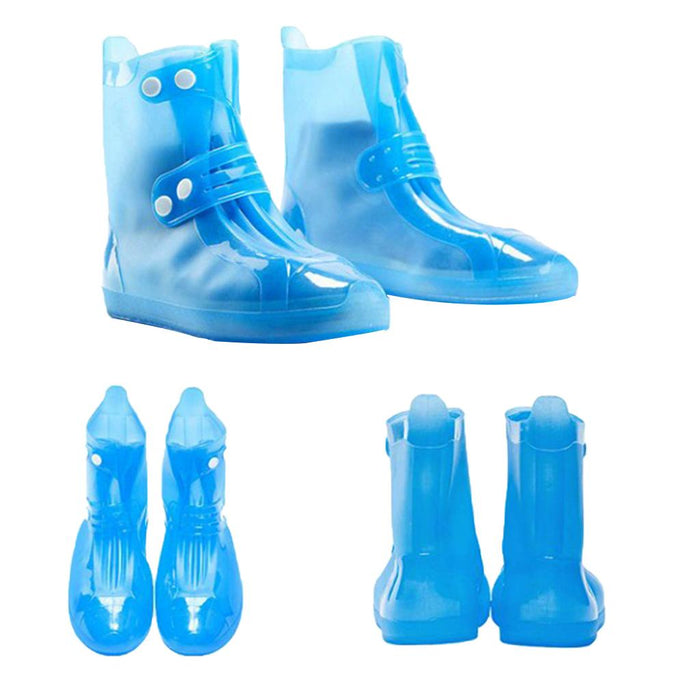 Waterproof Rain Snow Shoe Covers Foldable Thicken Sole Overshoes Blue L