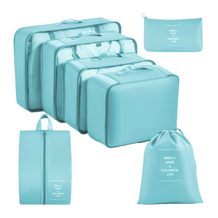 7x Packing Cubes Luggage Packing Organizers for Family Breaks Business Trips Light Blue