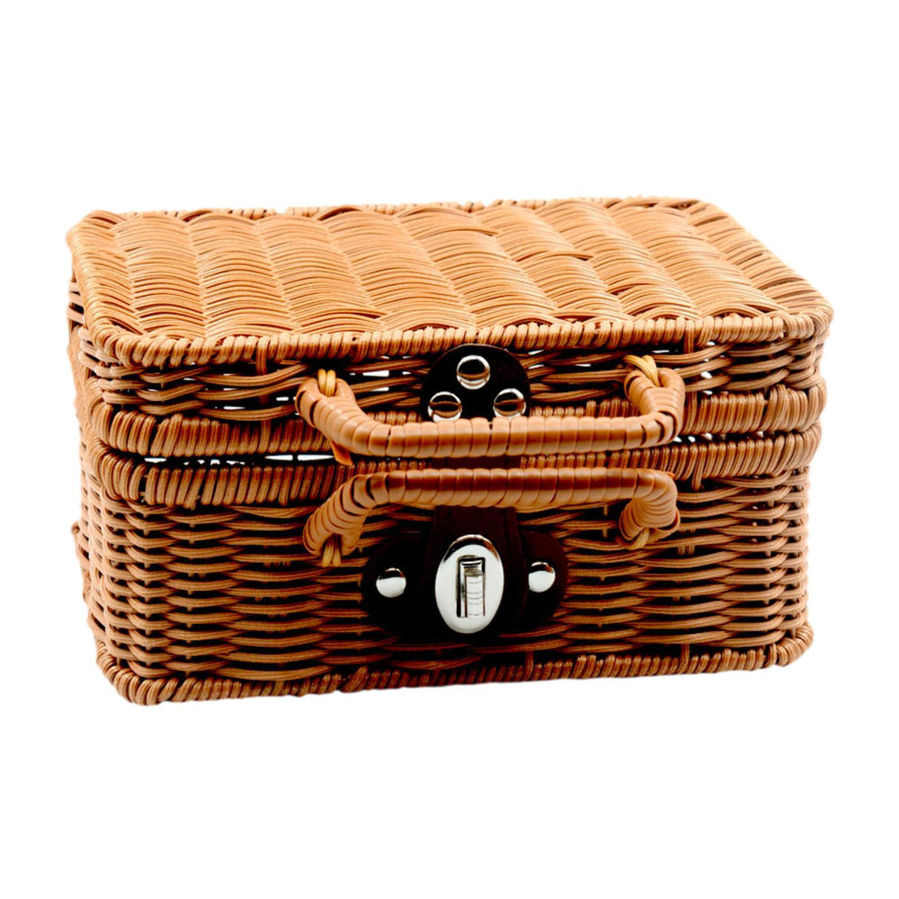 Crofta Imitation Rattan Suitcase Storage Basket for Desk Travelling Household