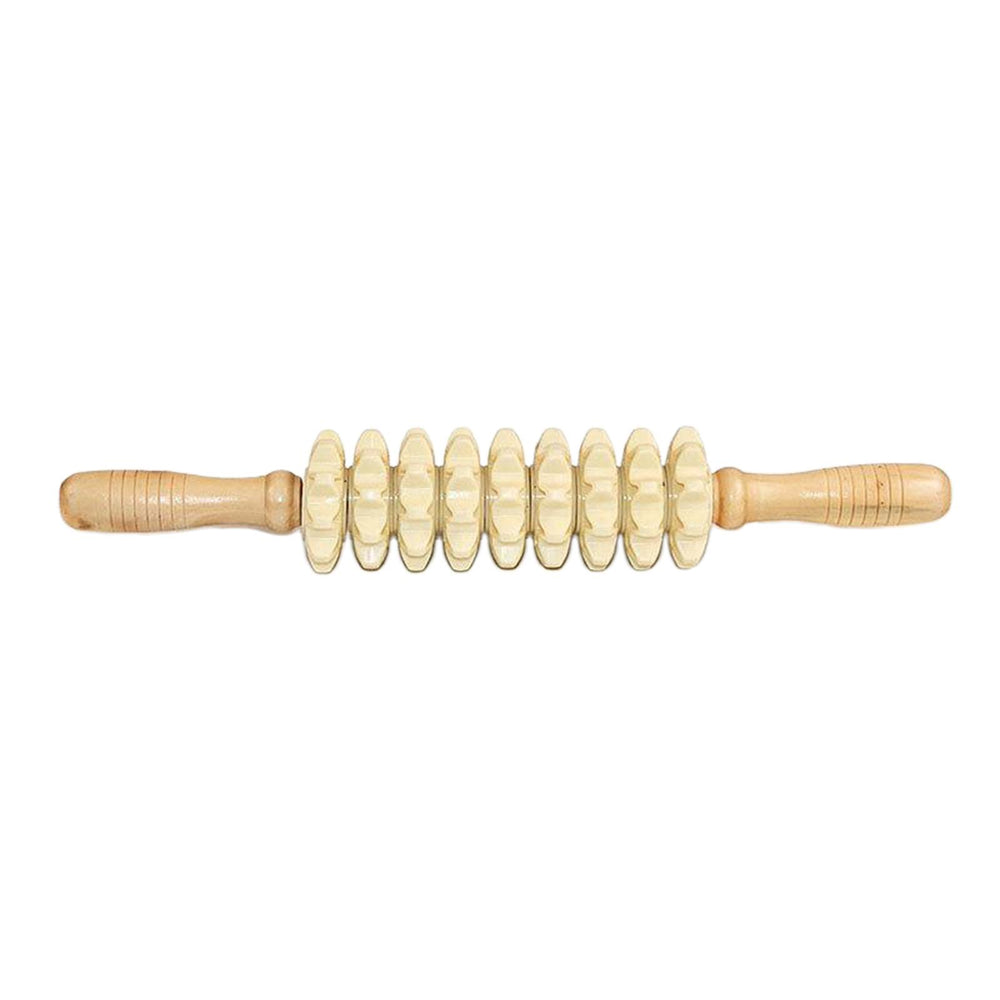 Crofta Wooden Massage Roller Wood Manual Massage Tool for Thigh Abdomen Back 9 Wheels