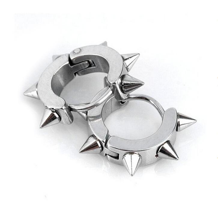 Crofta Women Men Fashionable Stainless Steel Punk Cool Hip Hop Stud Cuff Clip On Earring Jewelry Silver 0.39 inch