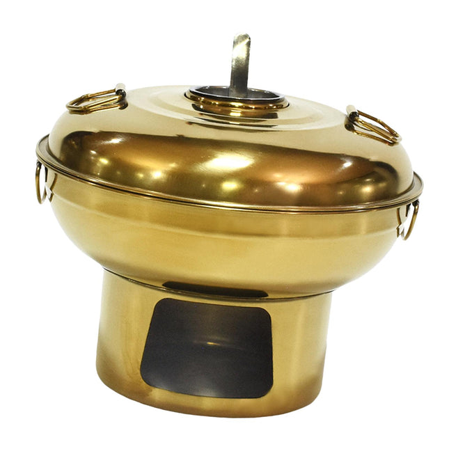 Crofta Chinese Small Hot Pot Stainless Steel Hot Pot for Restaurant Countertop Aureate 20cm