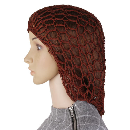 Crofta 1x Women Soft Rayon Snood Hair Net Fashion Crochet Hairnet Cap Brown