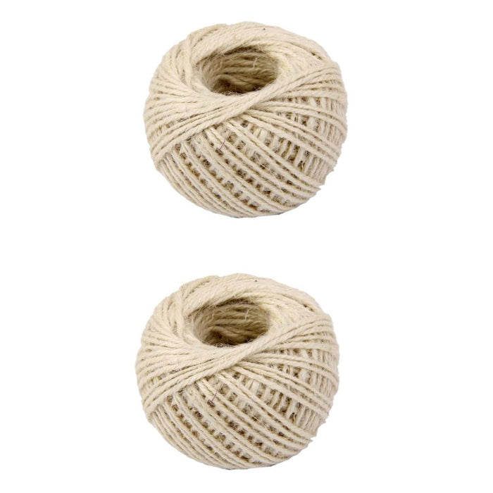 Crofta 2 Pieces 50m Wrap Gift Hemp Rope Ribbon Twine Rope Cord String Ball White