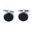 Crofta 1 Pair Men's Silver Black Enamel Round Cufflinks Formal Shirt Cuff Links Set