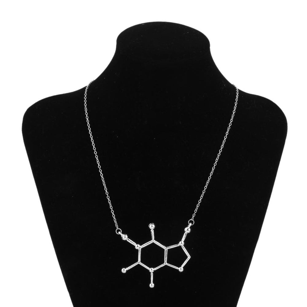 Crofta Women Alloy Molecule Pendant Necklace Chemistry Biochemistry Silver