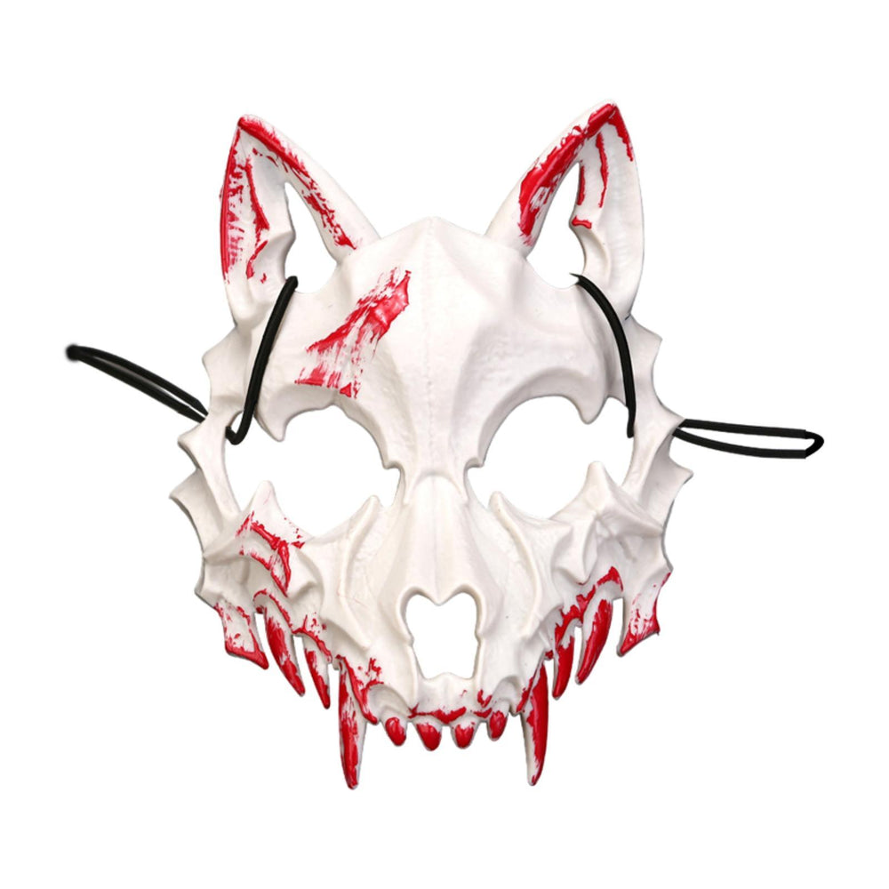 Halloween Wolf Mask Creepy Animal Cosplay for Nightclub Festival Fancy Dress White