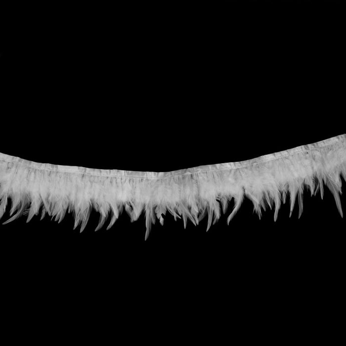 Crofta 1 Yard Rooster Feather Fringe Trim for Sewing Costume Crafts White