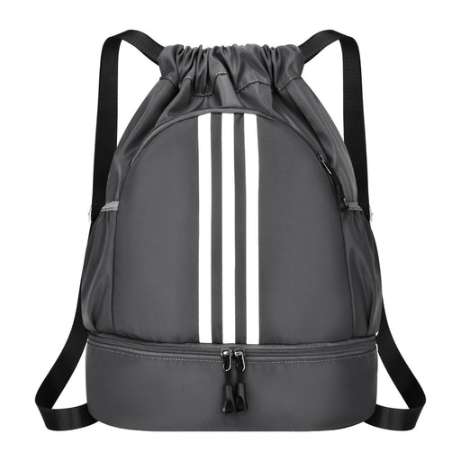 Drawstring Backpack Adjustable Shoulder Straps for Women Men String Swim Bag Dark Gray