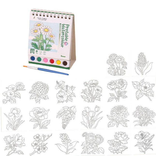 Crofta Watercolor Coloring Book Decor Drawing Toys Kit for Birthday Gifts Traveling Style D