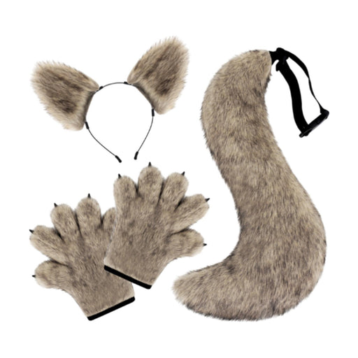 Crofta Wolf Ears and Tail Set Animal Cosplay for Carnival Holiday Stage Performance Light Coffee