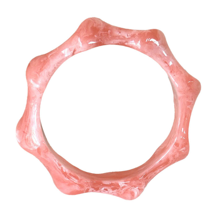 Crofta Resin Bangle Bracelet Unique Round Wave for Valentine's Day Wedding Birthday Pink