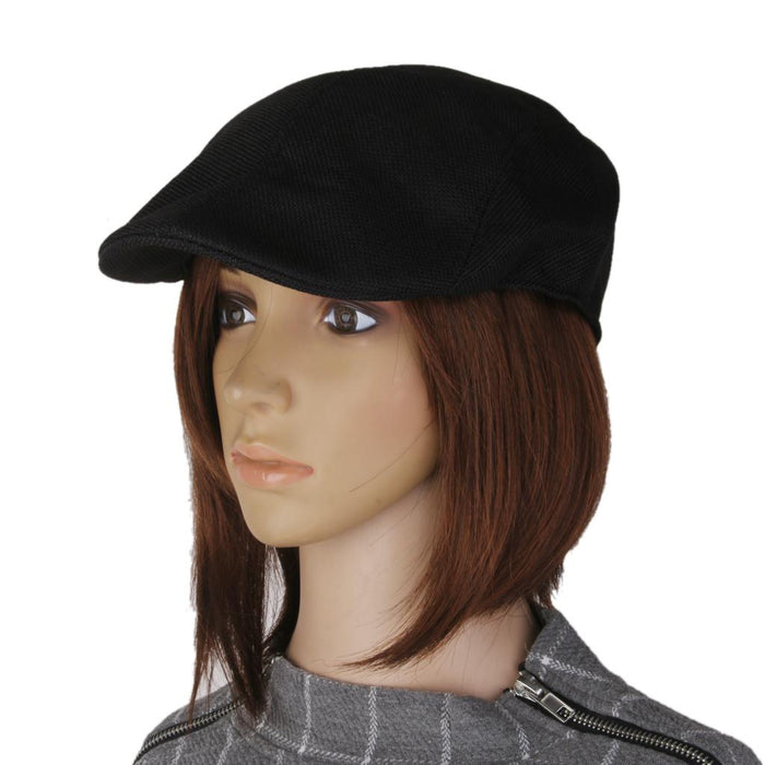 Winter Peaked Cap Flat Hat Beret Hat Cabbie Newsboy Golf Cap Black