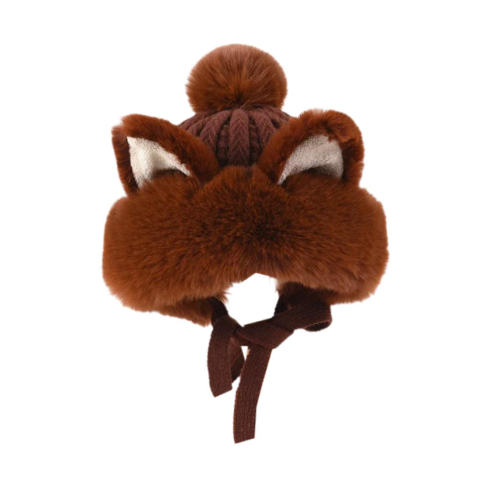 Crofta Winter Plush Hat Earflaps Fashion Trapper Hat for Cycling Motorcycle Skating Brown