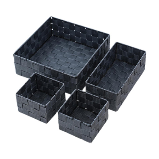 4Pcs Storage Woven Baskets for Organizing Cosmetics for Closet Dresser Shelf Gray