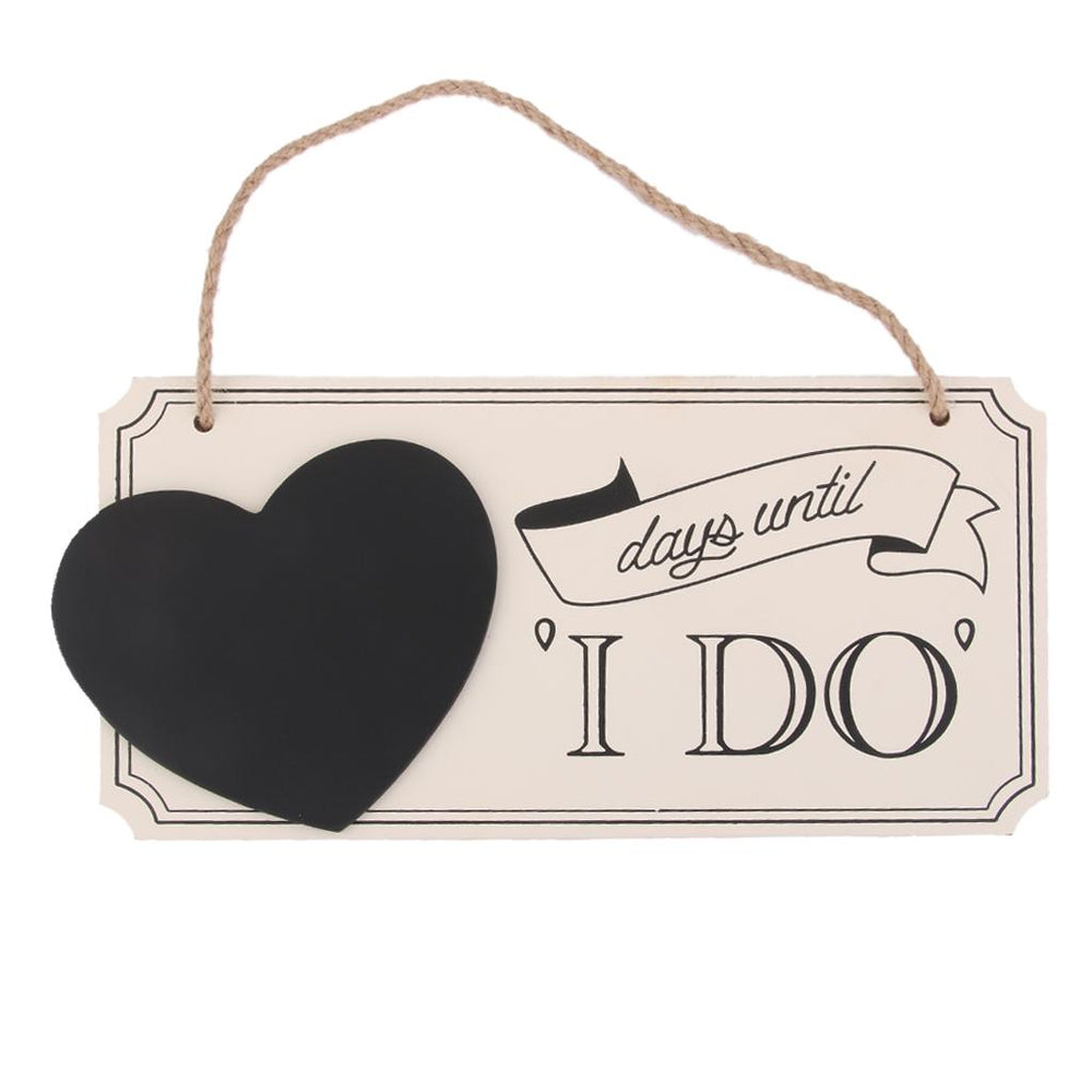 "days until I DO" Wooden Chalkboard Sign Vintage Wedding Countdown Sign