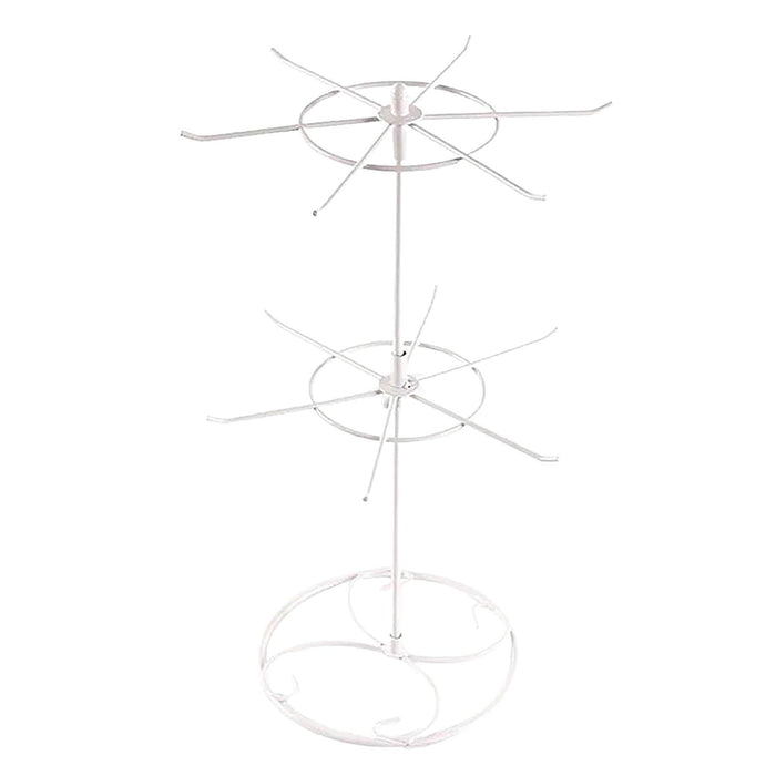 Crofta Jewelry Display Rack Rotating Earring Display Holder Stand for Rings Necklace 31CM white