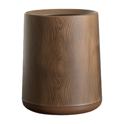 Wood Grain Plastic Trash Can Open Top for Bedroom Indoor Outdoor Living Room with base