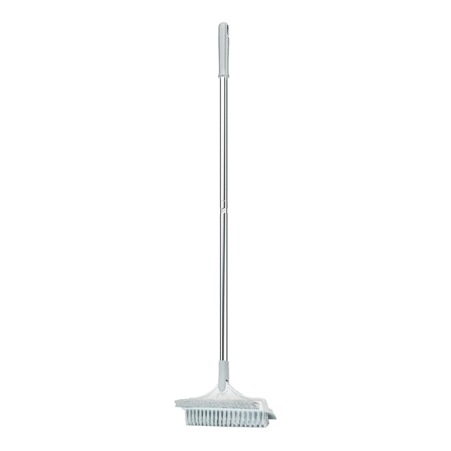 Floor Scrub Brush Long Handle 3 in 1 Scrape Brush for Door Track White Gray